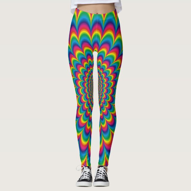 Leggings Conception psychédélique d'abrégé sur arc-en-ciel (Devant)