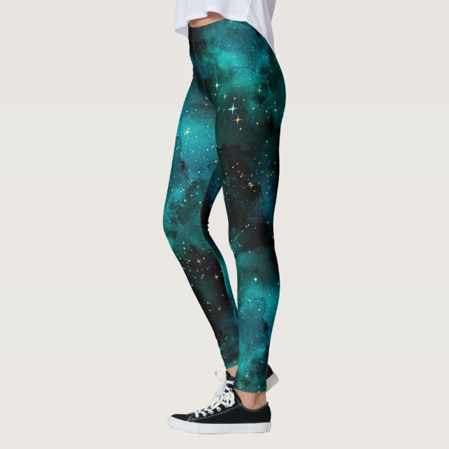 Leggings Conception Série Galaxie Sarcelle 1   (Gauche)