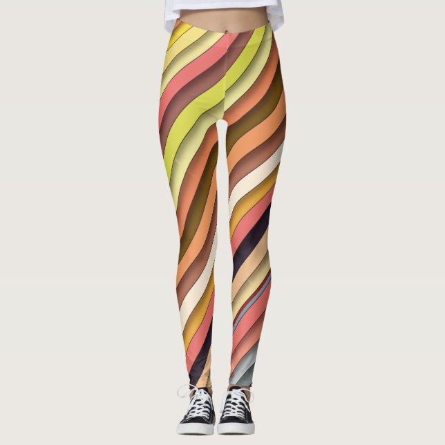 Leggings Conception simple de bande multicouleur géométriqu (Devant)