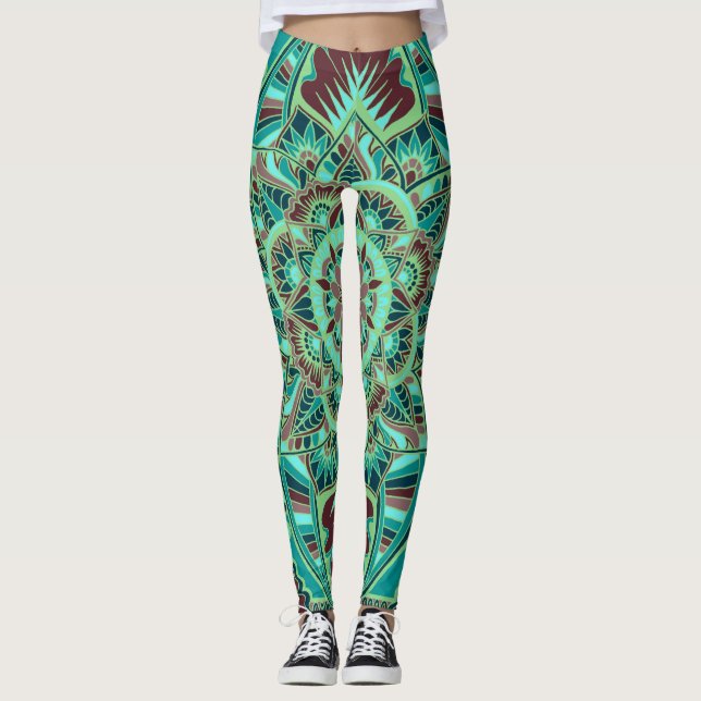 Leggings Conception terreuse de mandala d'argile (Devant)