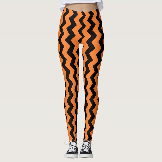Leggings Conception Zigzag Orange Vous Choisissez la Couleu (Devant)
