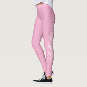 Leggings Concevez Votre Propre Nom sur Rose Clair Élégant