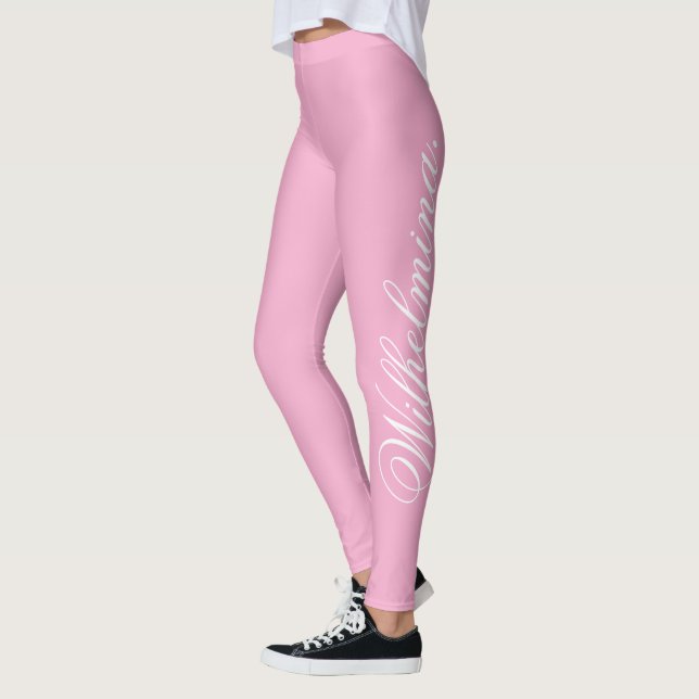 Leggings Concevez Votre Propre Nom sur Rose Clair Élégant (Gauche)