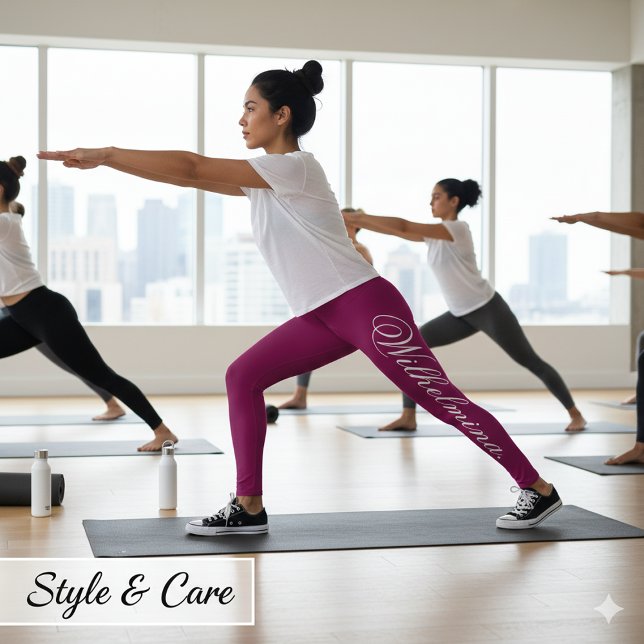 Leggings Concevez Votre Propre Nom sur Vin Élégant (Design Your Own Name on Stylish Wine Leggings)
