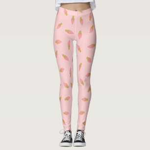 Leggings Cône de crème glacée aux fraises roses
