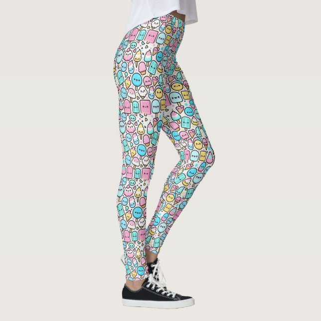 Leggings Cônes de glace et glaces à l'eau Doodle  (Droite)