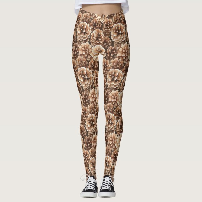 Leggings Cônes de pin marron Nature   (Devant)