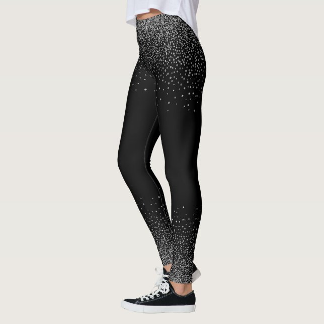 Leggings Confetti gris argenté sur noir (Gauche)