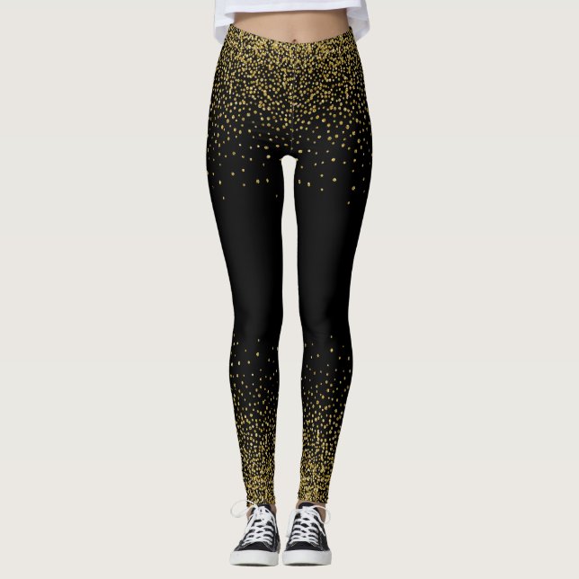 Leggings Confetti Or en noir (Devant)