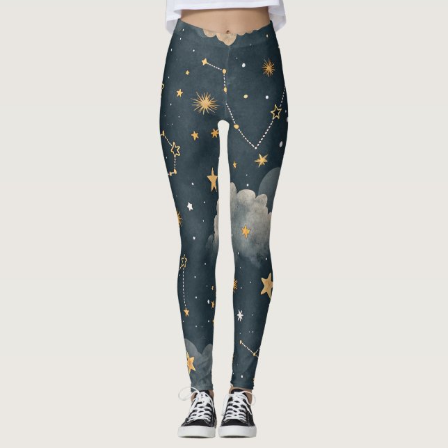 Leggings Constellation céleste Motif d'étoiles (5) (Devant)
