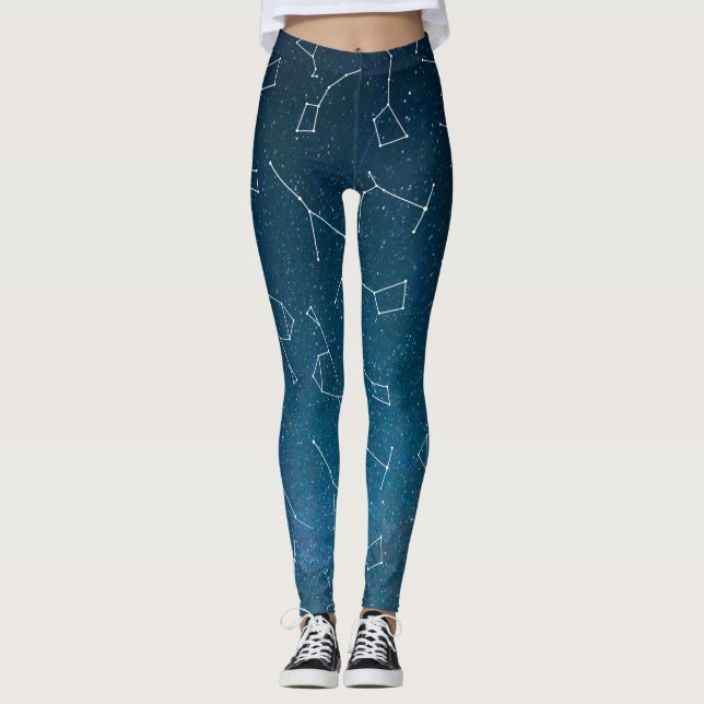 Leggings Constellations des étoiles du ciel de nuit (Devant)