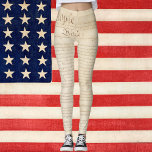 Leggings Constitution des États-Unis, Nous le peuple<br><div class="desc">Première page de la Constitution des États-Unis d'Amérique. Nous, le peuple des États-Unis, afin de former une Union plus parfaite, d'établir la justice, d'assurer la tranquillité intérieure, de fournir la défense commune, de promouvoir le bien-être général, et de garantir les Bénédictions de la liberté à nous-mêmes et à notre Postérité,...</div>