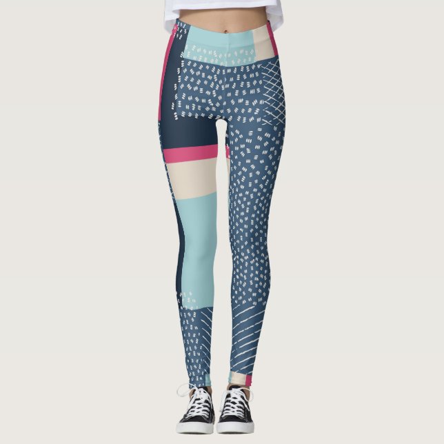 Leggings Contour géométrique simple : Bloc de couleur (Devant)