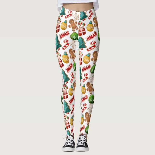 Leggings Cookies Fun Biscuits de Noël Motif de Noël (Devant)