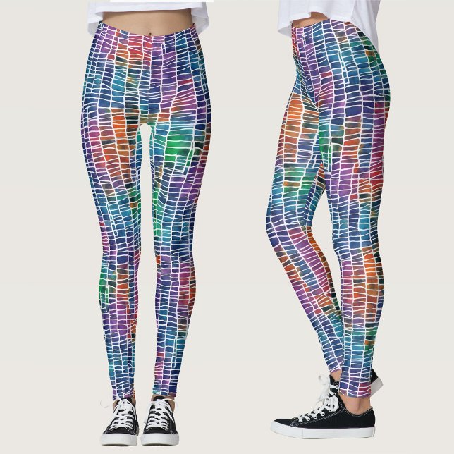 Leggings Cool Abstrait Artsy Rainbow Watercolor Motif (Créateur téléchargé)