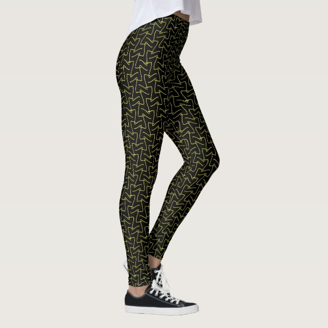 Leggings Cool Abstrait Jaune et Noir Squigles Motif (Droite)