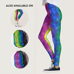 Leggings Cool Abstrait Rainbow Gradient Pixel Art Motif