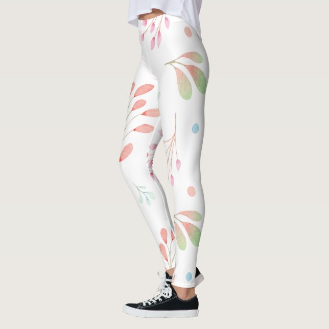 Leggings Cool blanc Marbre rose motif floral Hip femmes (Gauche)