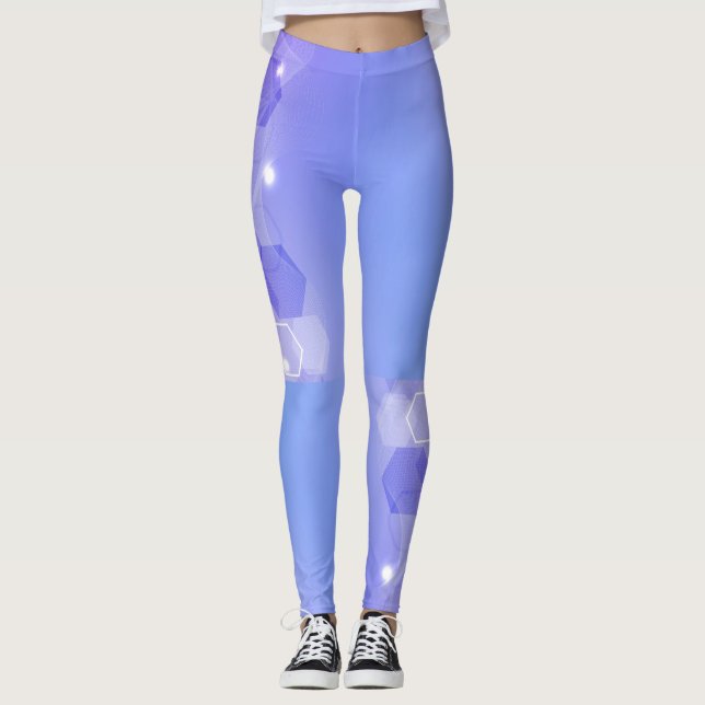 Leggings Cool Bleu chaud motif géométrique abstrait (Devant)