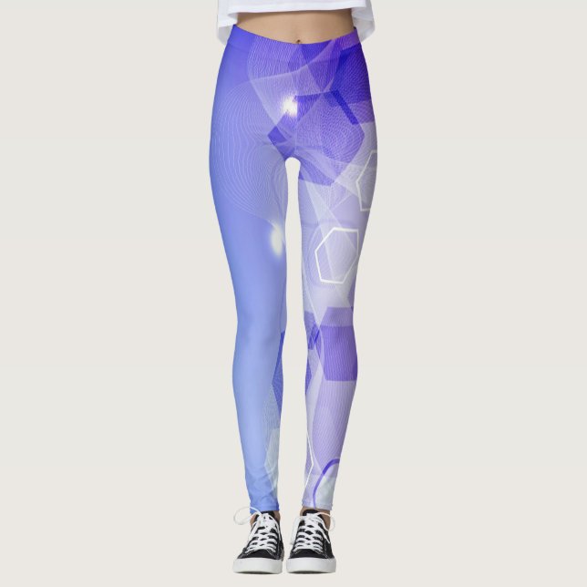 Leggings Cool Bleu chaud motif géométrique abstrait (Devant)