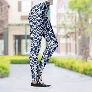 Leggings Cool Bleu Côtier Vagues Votre Motif Choix de Coule