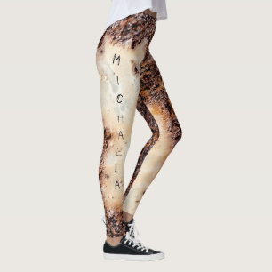 Leggings Cool brun rouille texture métallique Votre nom