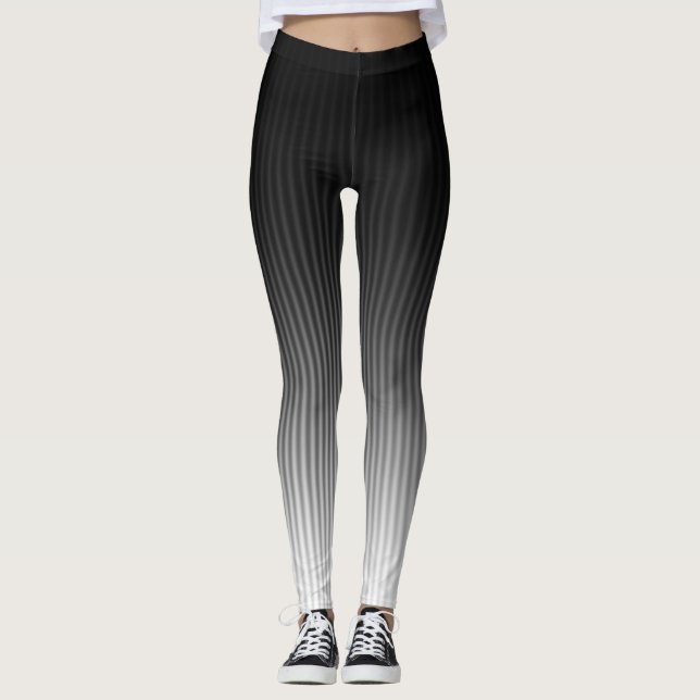Leggings COOL Design tendance rayures noir et blanc (Devant)