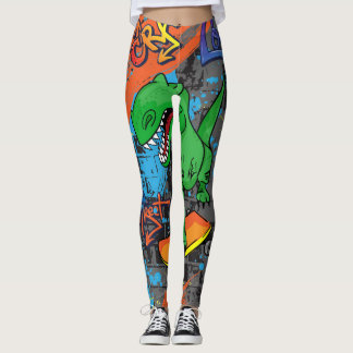 Leggings Cool Dinosaur Skateboard Motif sans couture