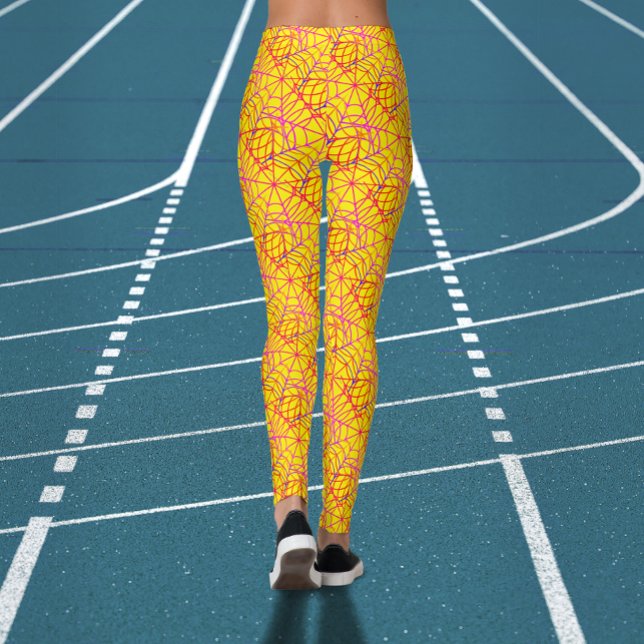 Leggings Cool Éffrayant Jaune Orange Halloween Spider Web (Créateur téléchargé)