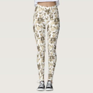 Leggings Cool Elégant Beige Cerf Toile Française