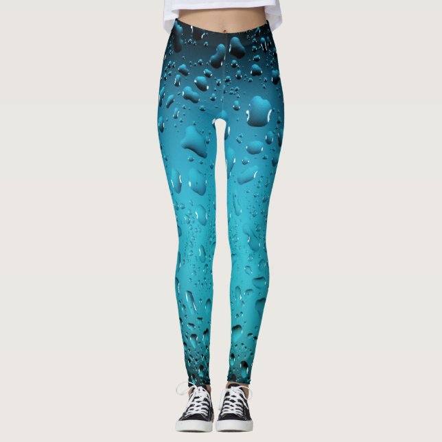 Leggings Cool élégant Bleu gouttes d'eau (Devant)