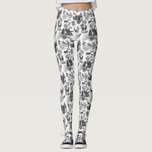 Leggings Cool Elégant noir blanc cerf French Toile