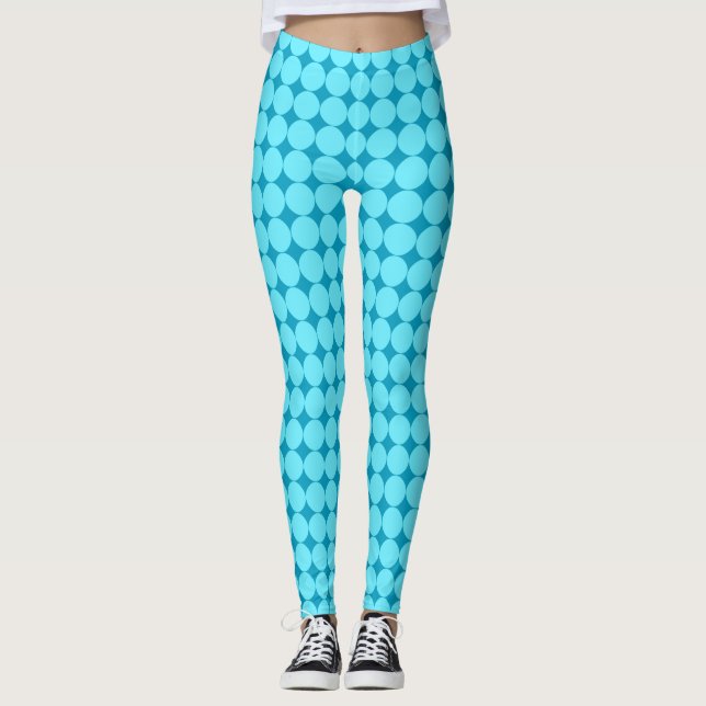 Leggings Cool élégant Turquoise Bleu clair Pois (Devant)