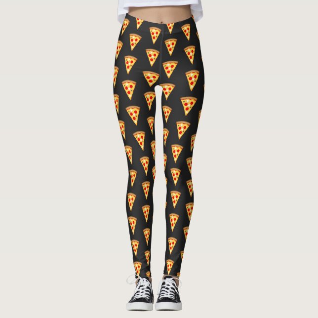 Leggings Cool et amusant pizza tranches motif gris foncé (Devant)