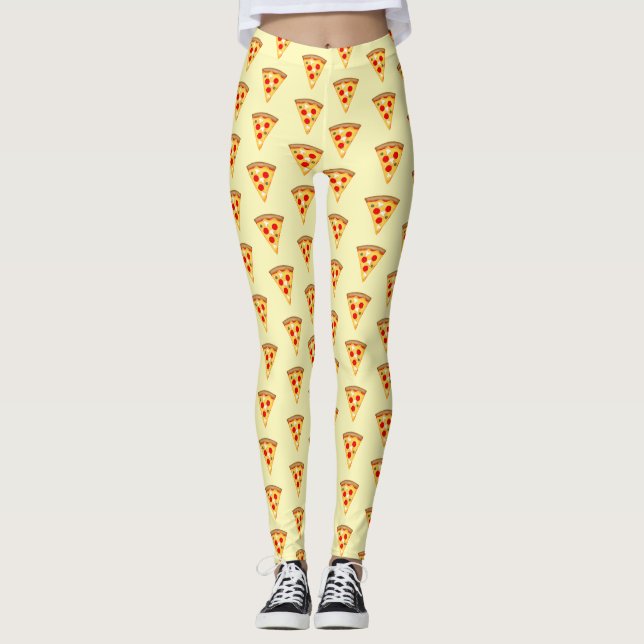 Leggings Cool et amusant pizza tranches motif jaune clair (Devant)