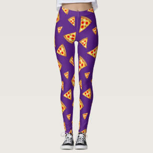 Leggings Cool et amusant pizza tranches motif violet 