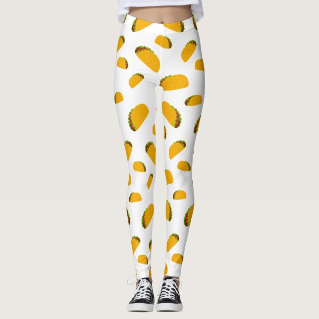 Leggings Cool et amusant yummy taco motif blanc (Devant)