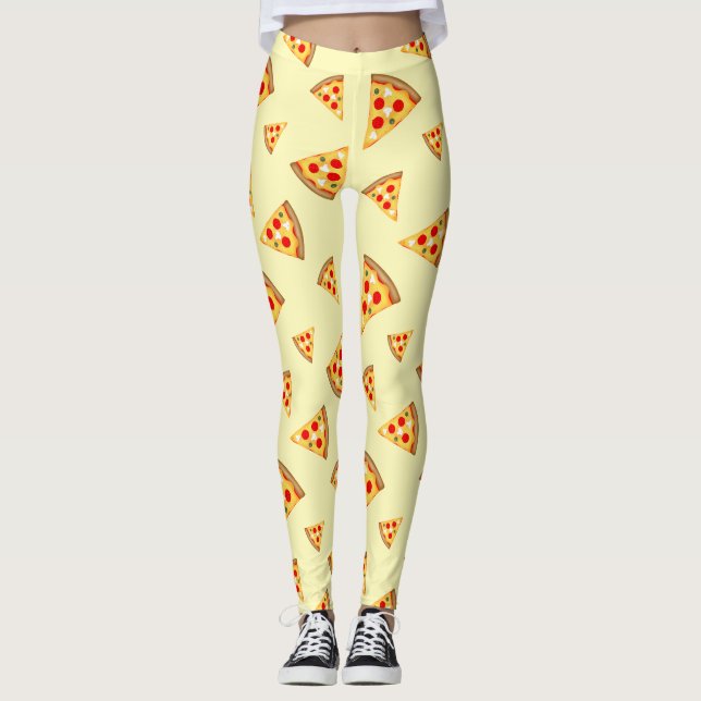 Leggings Cool et fun pizza tranches motif clair jaune (Devant)