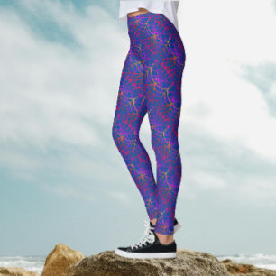 Leggings Cool Fun Purple Blue Halloween Spider Motif Web