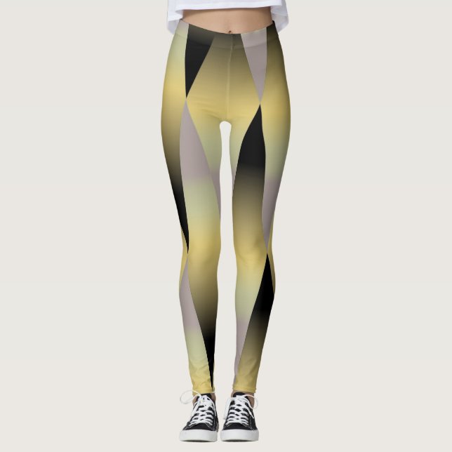 Leggings cool géométrique noir et or gris (Devant)