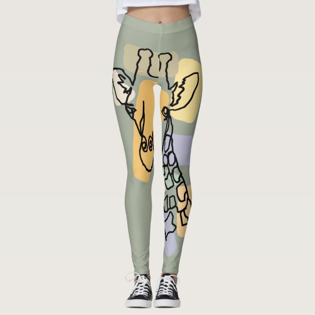Leggings Cool Giraffe Abstract Line Art (Devant)