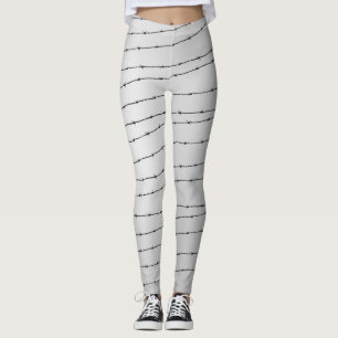 Leggings Cool gris blanc et noir barbelé motif