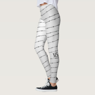 Leggings Cool gris blanc noir barbelé motif Monogramme