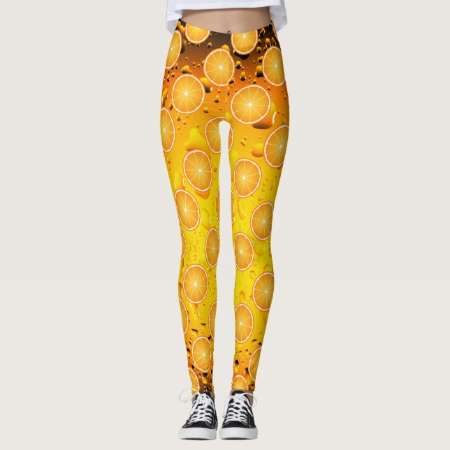 Leggings Cool Juicy Orange tranches motif sur Eau gouttes (Devant)