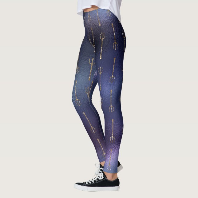 Leggings cool mermaid parties scintillant bleu or trident l (Gauche)