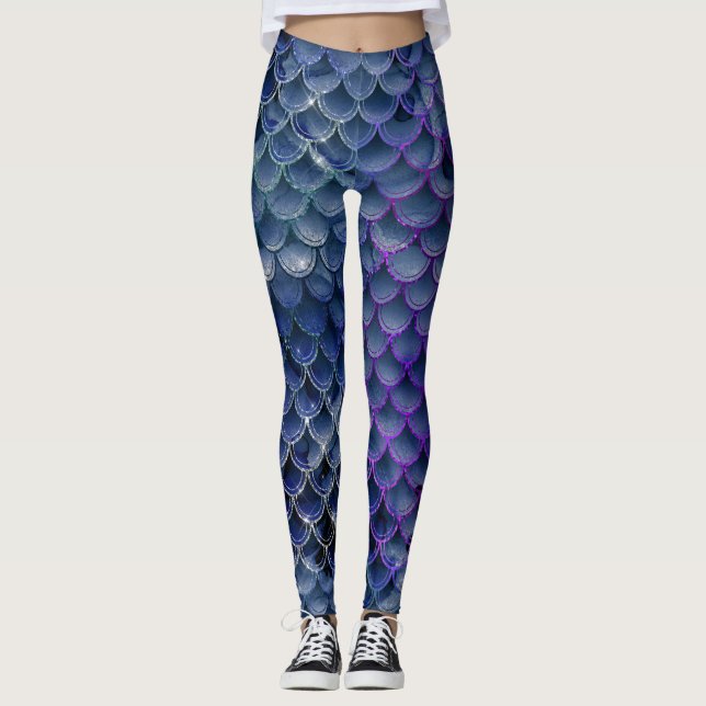 Leggings cool mermaid parties scintillant chic poisson bleu (Devant)