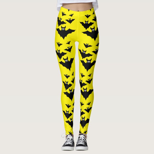 Leggings Cool mignon chauve chauve-souris Halloween noir et (Devant)
