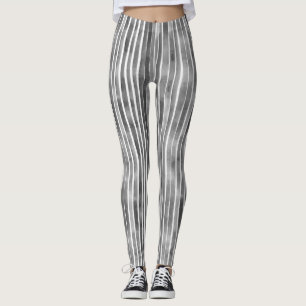 Leggings Cool Moderne Monochrome Rayures Grises Aquarelle