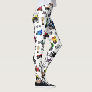 Leggings Cool Motorcycle Illustrations Motif