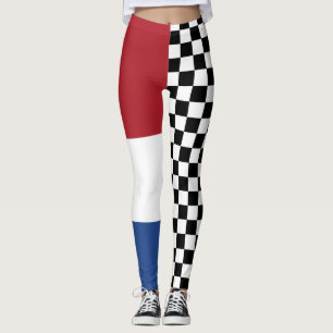 Leggings Cool Noir et Blanc À damiers Drapeau Motif Imprime